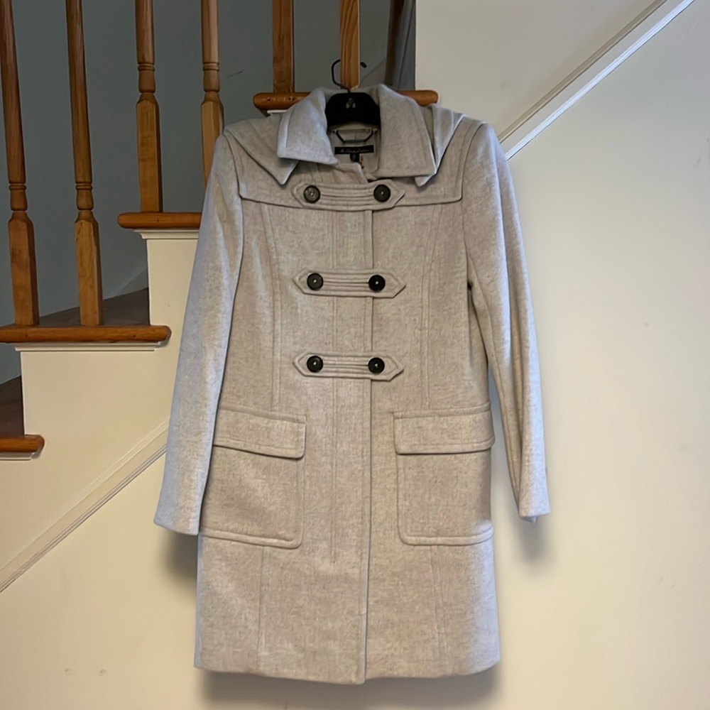 Brooks Brothers Gray Trench Coat with Notched Lapel